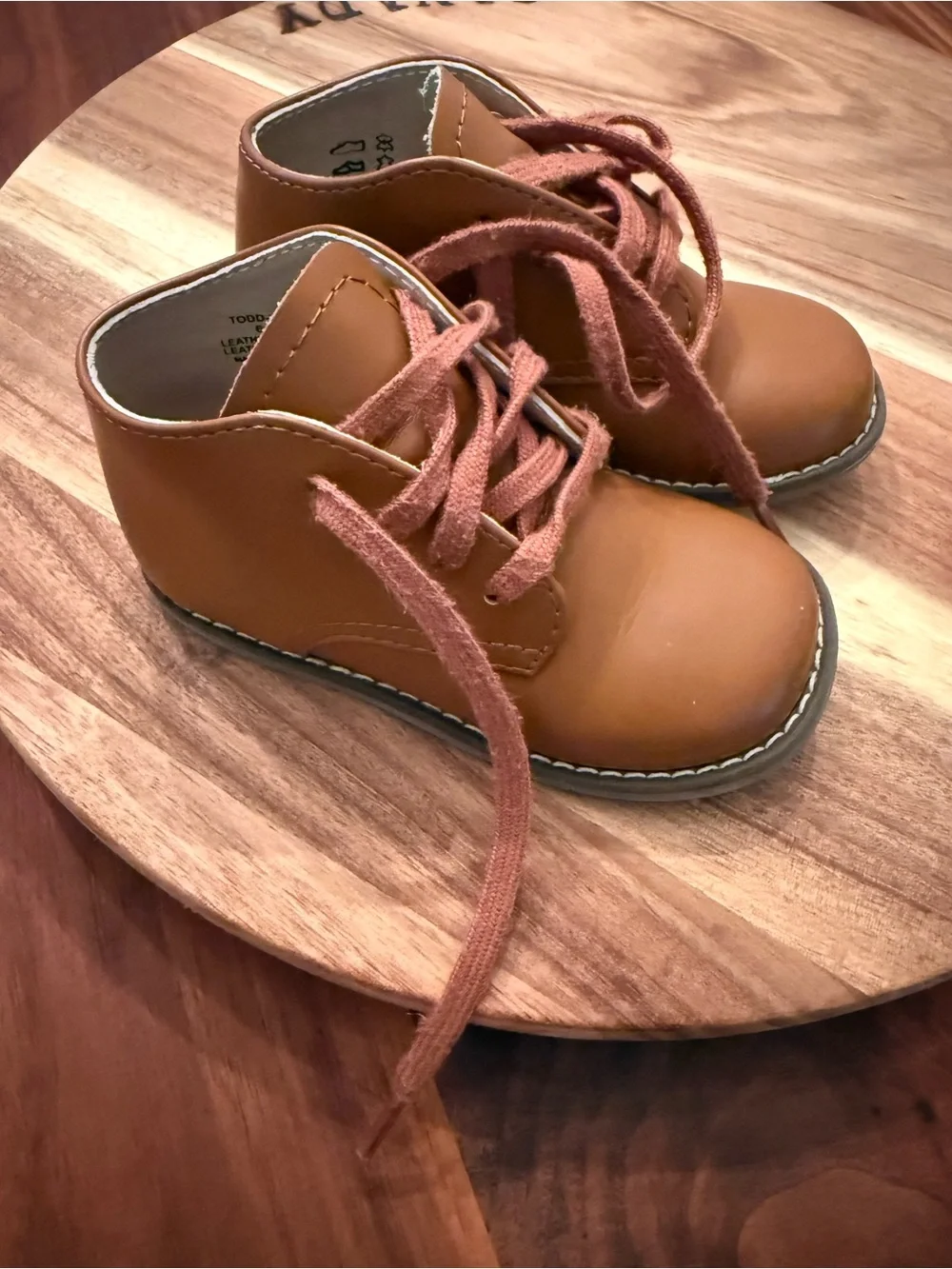 FootMates Kids Tan Lace-Up Ankle Boots